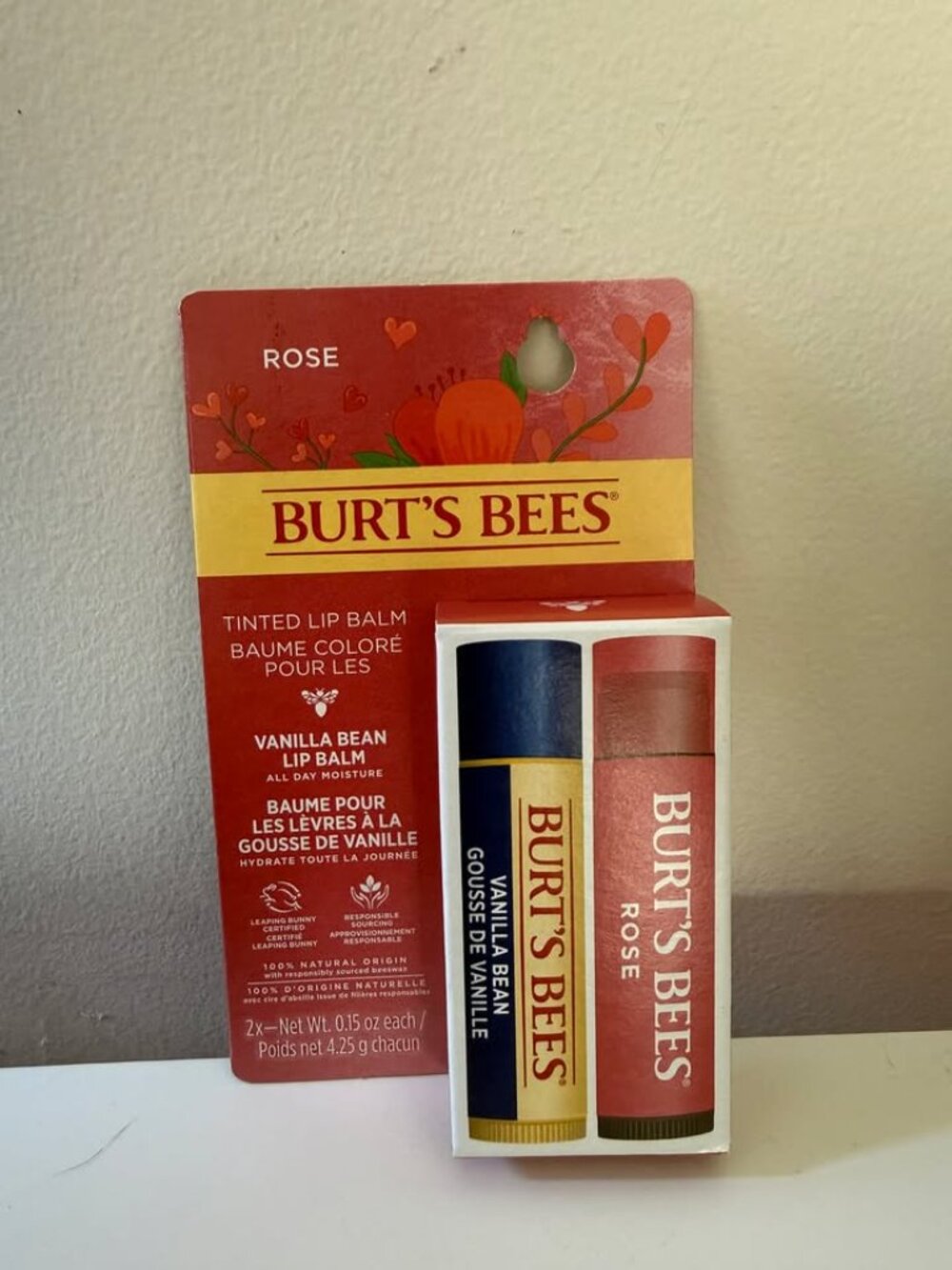 Burt's Bees Lip Balm Pack of 2 - Vanilla Bean, Rose